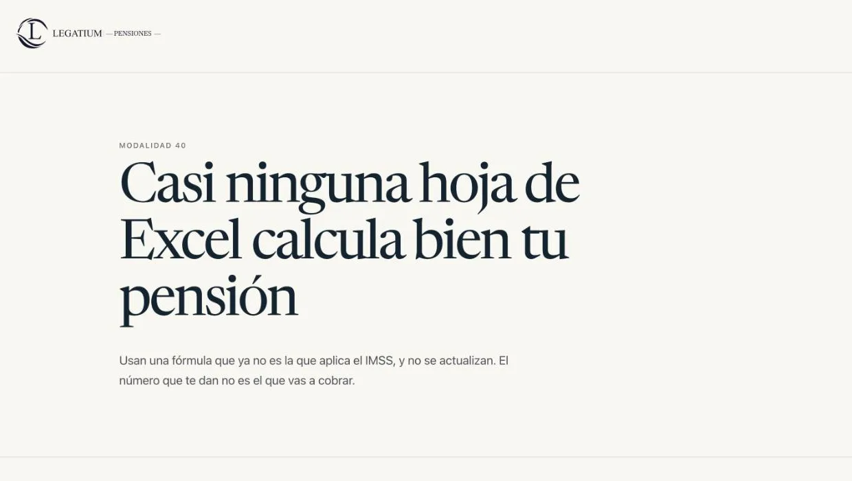 SEO: «Modalidad 40 en Excel» para Legatium