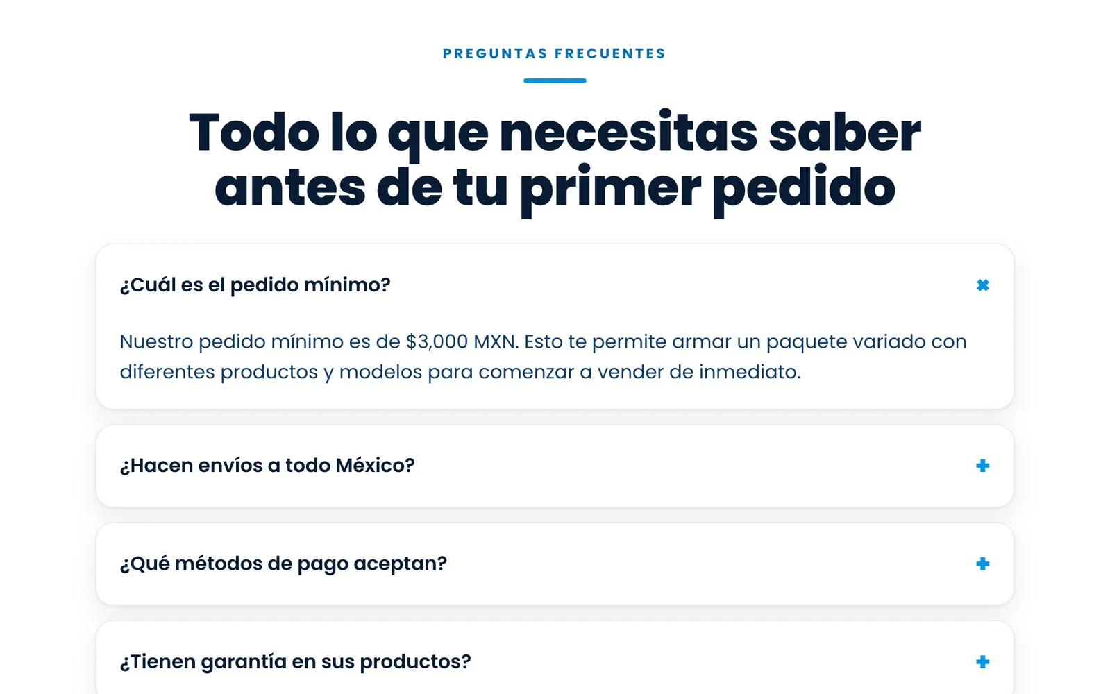 Preguntas frecuentes antes del primer pedido para Unicell